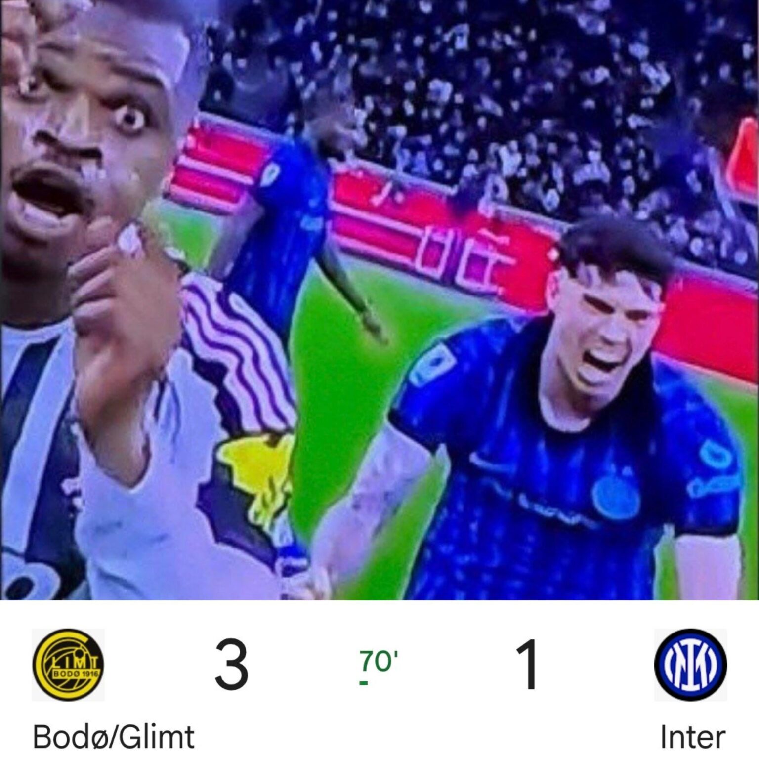 Inter currently being humiliated by Bodø/Glimt in Norway