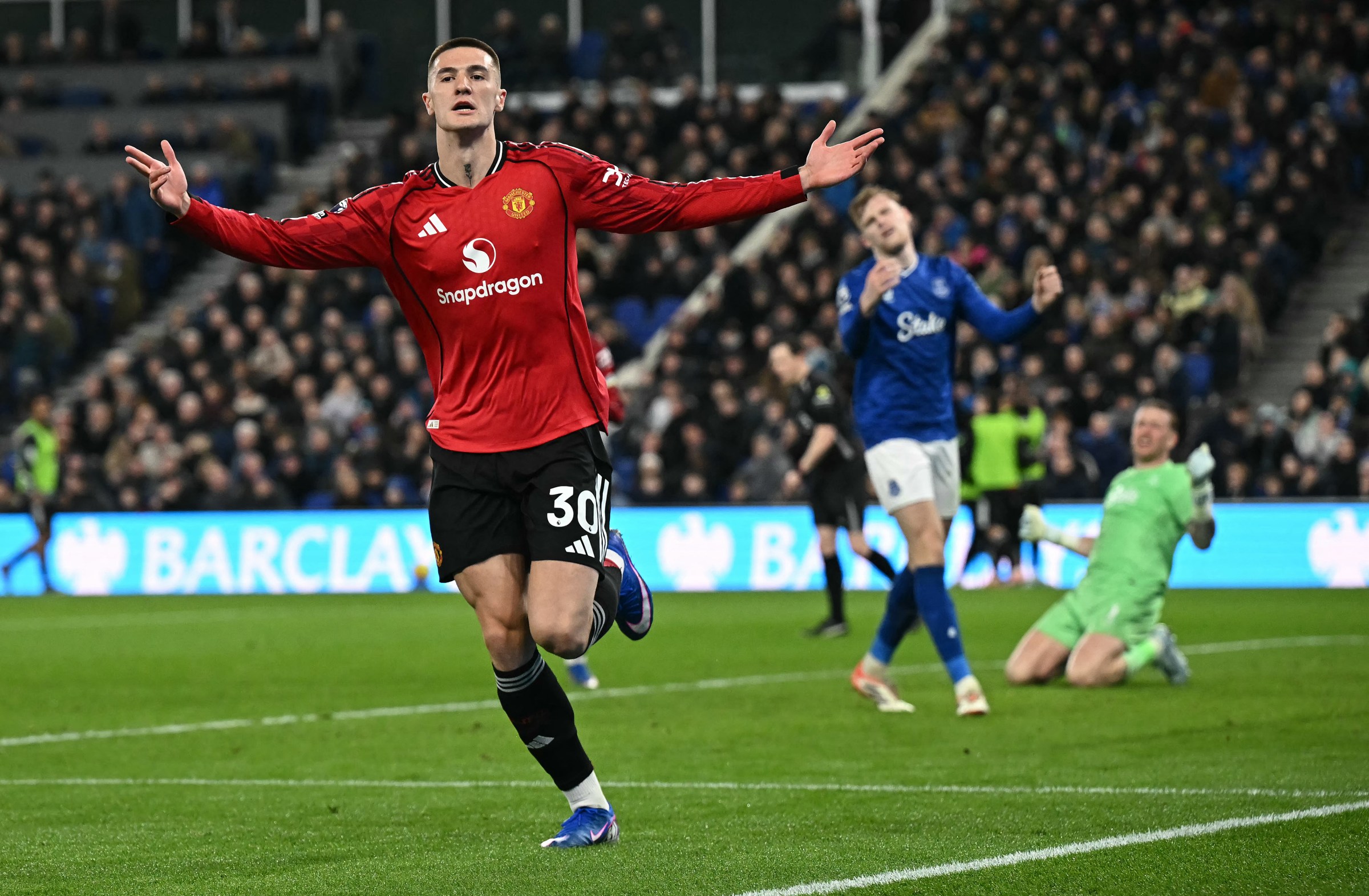 Benjamin Sesko celebrates scoring the opening goal. (Getty Images)