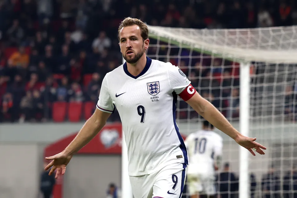 Harry Kane celebrates an England goal