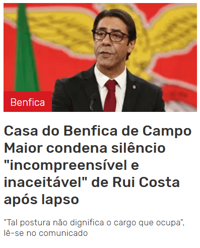 Casa do Benfica indignada com Rui Costa.