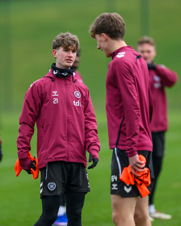James Wilson in Hearts training