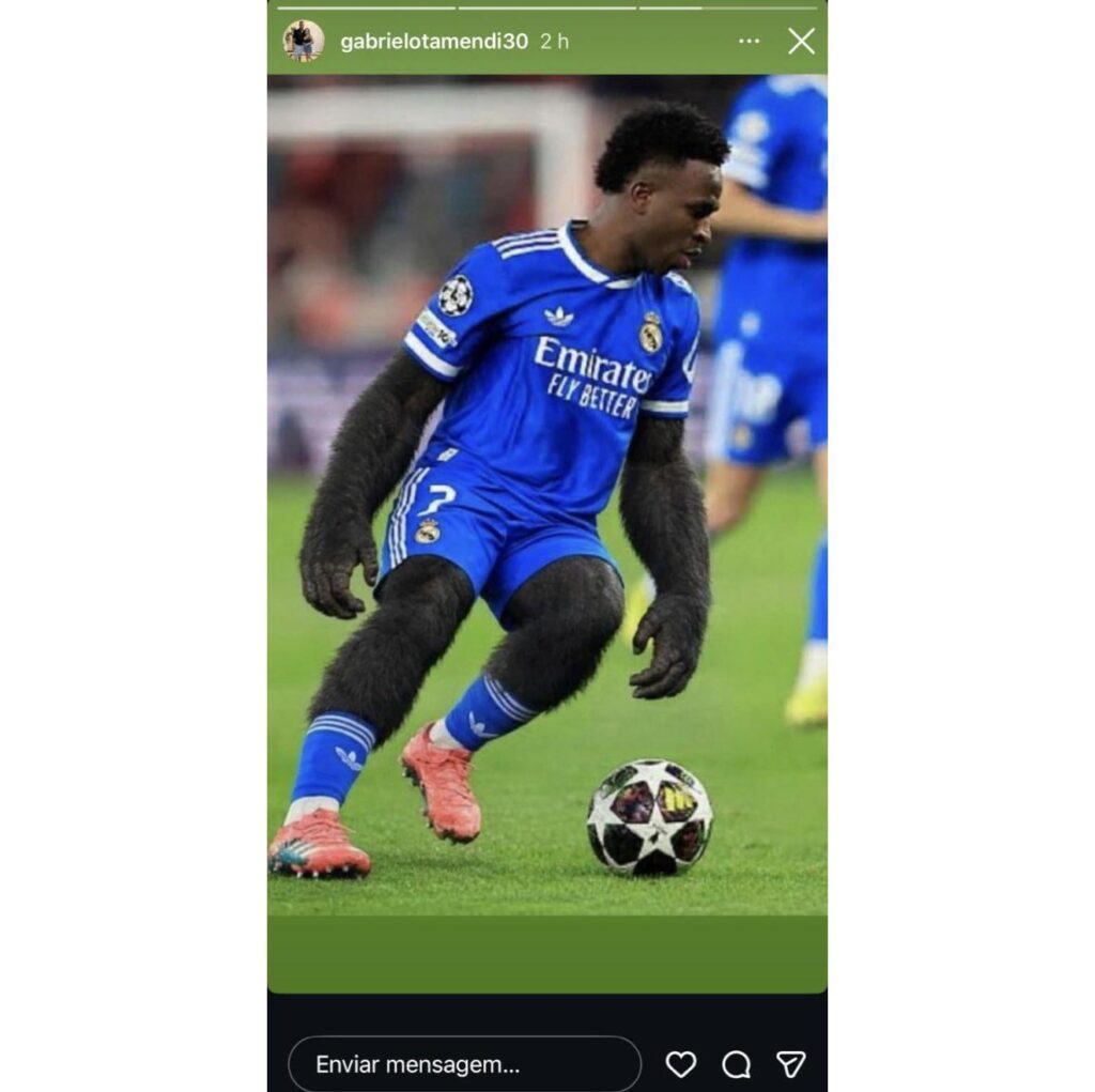 Otamendi’s brother posted this racist image of Vini before the match yesterday