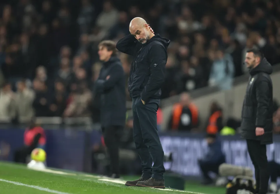 Manchester City manager Pep Guardiola during the Premier League match between Tottenham Hotspur and Manchester City at Tottenham Hotspur Stadium on February 1, 2026 in London, United Kingdom. 