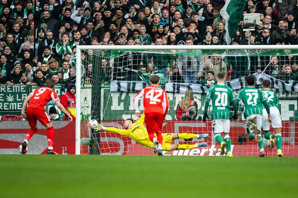 Harry Kane scores for Bayern Munich against Werder Bremen