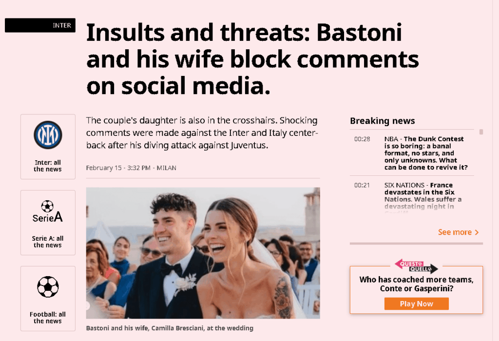 People are sick in their head, sure they can be mad at Bastoni but involving his family? Bunch of losers..