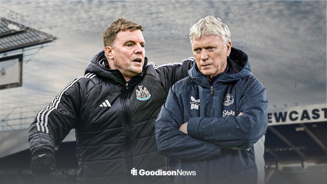 Eddie Howe and David Moyes alongside each other at St James' Park.
