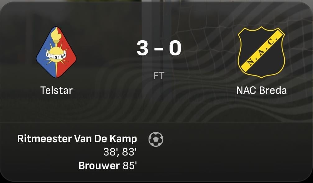 Telstar maakt weer kans op handhaving na 3-0 overwinning tegen NAC