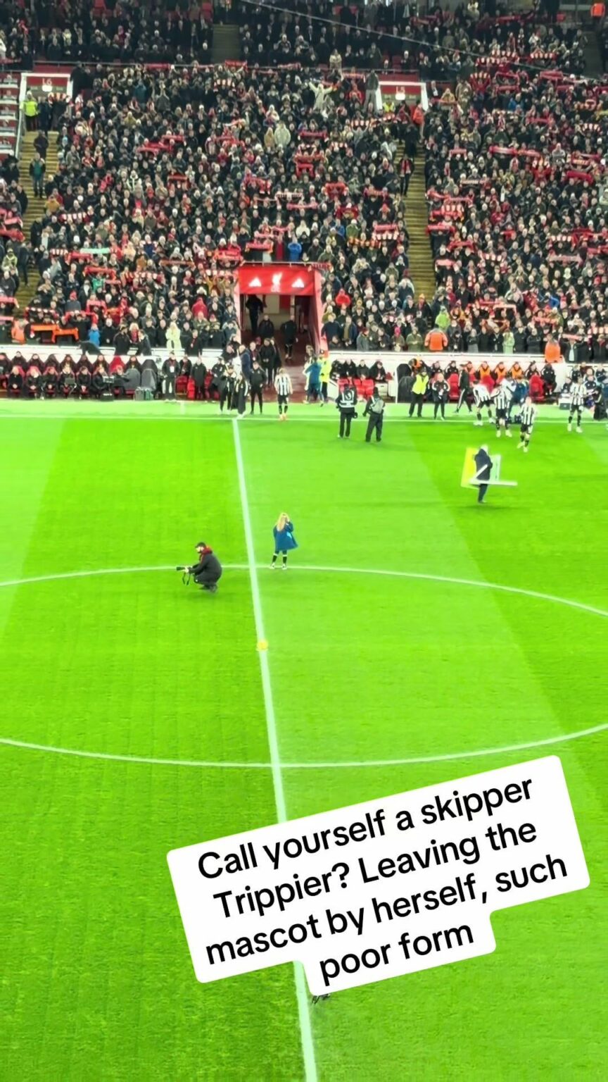 Newcastle players leave young girl mascot alone at Anfield