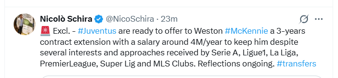 Juve will try to keep McKennie