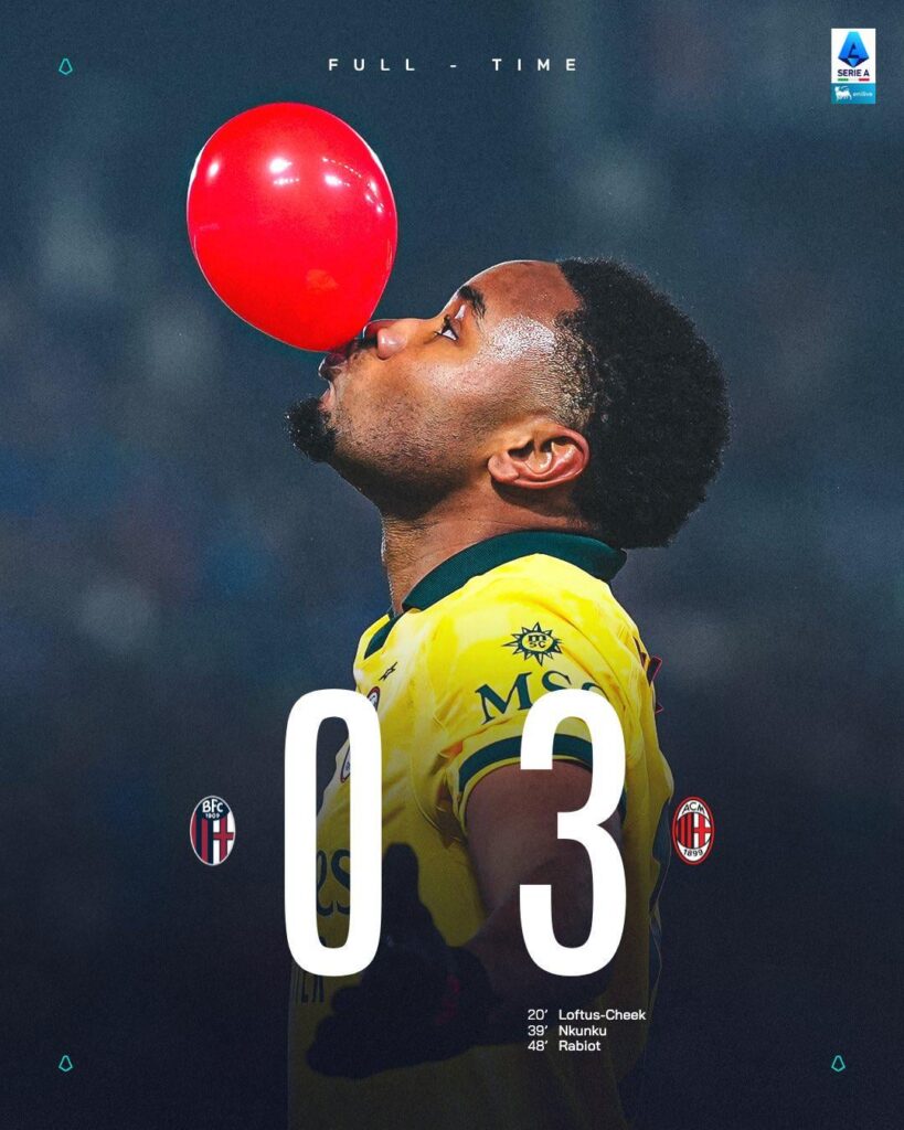 Full Time: Bologna 0-3 Milan