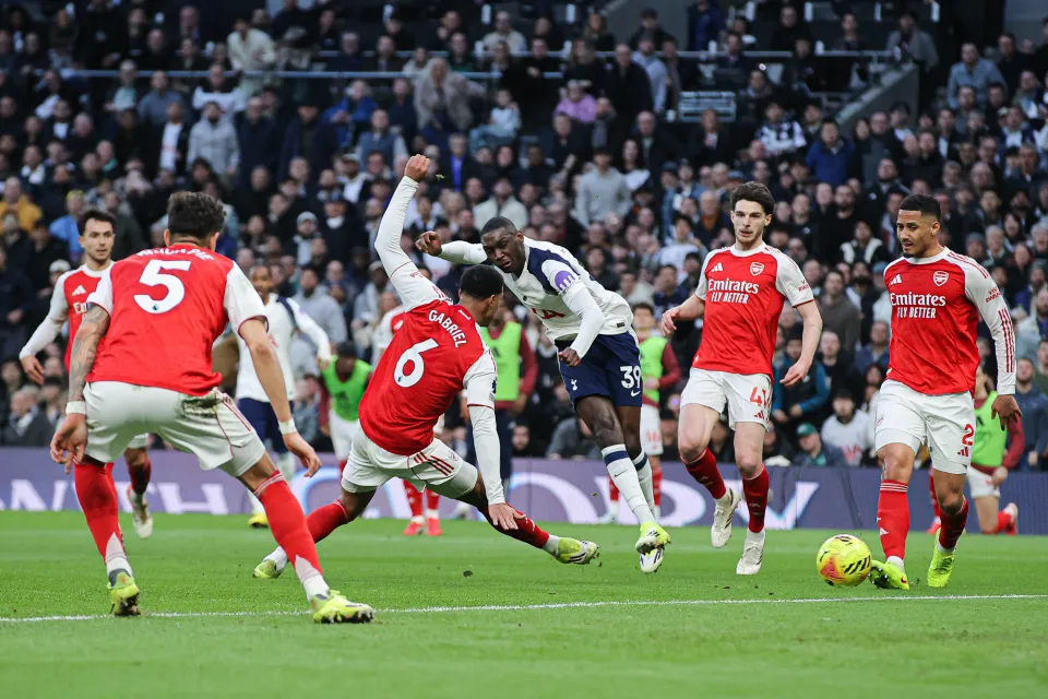 Randal Kolo Muani scores against Arsenal at the Tottenham Hotspur Stadium
