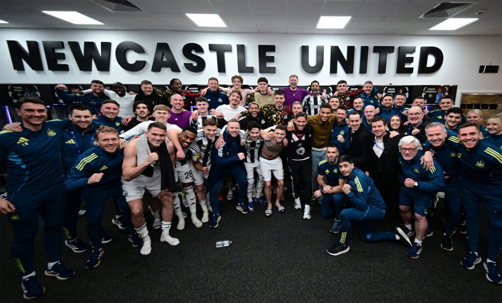 Newcastle United Team Dressing Room Celebration Victory Qarabag Champions League