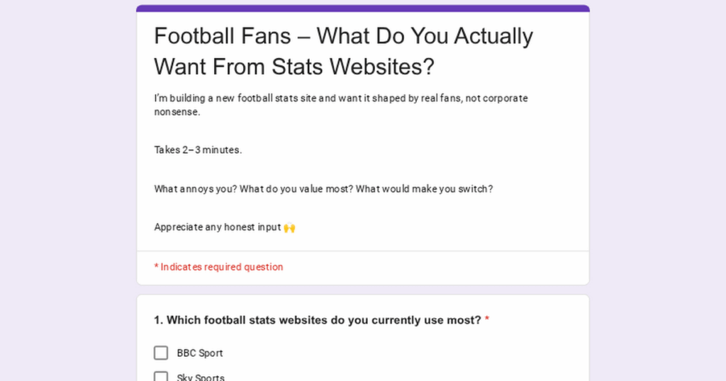 If You Could Fix Football Stat Sites, What Would You Change?