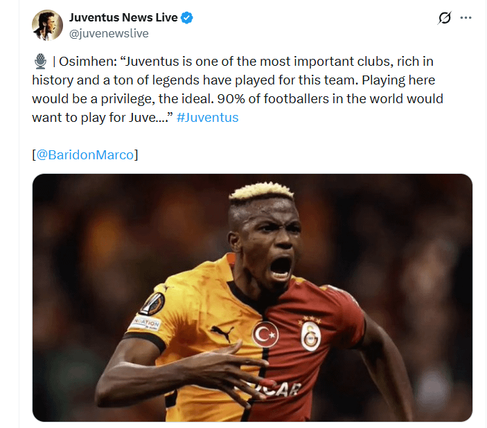 Osimhen keeps praising us. Is he offering himself to us?