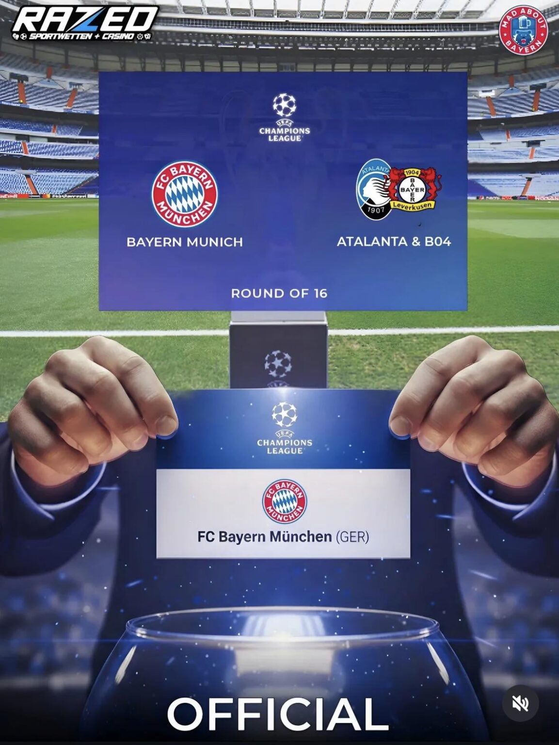 Official: Bayern to face either Atalanta or Leverkusen in the ro16