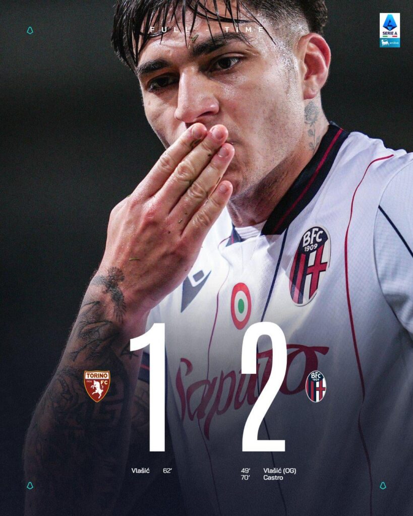 Full Time: Torino 1-2 Bologna