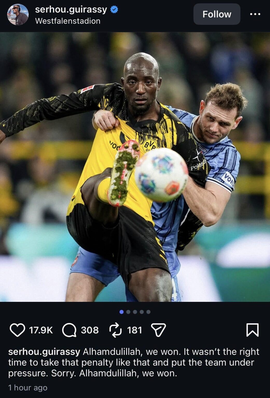 Guirassy post on Instagram