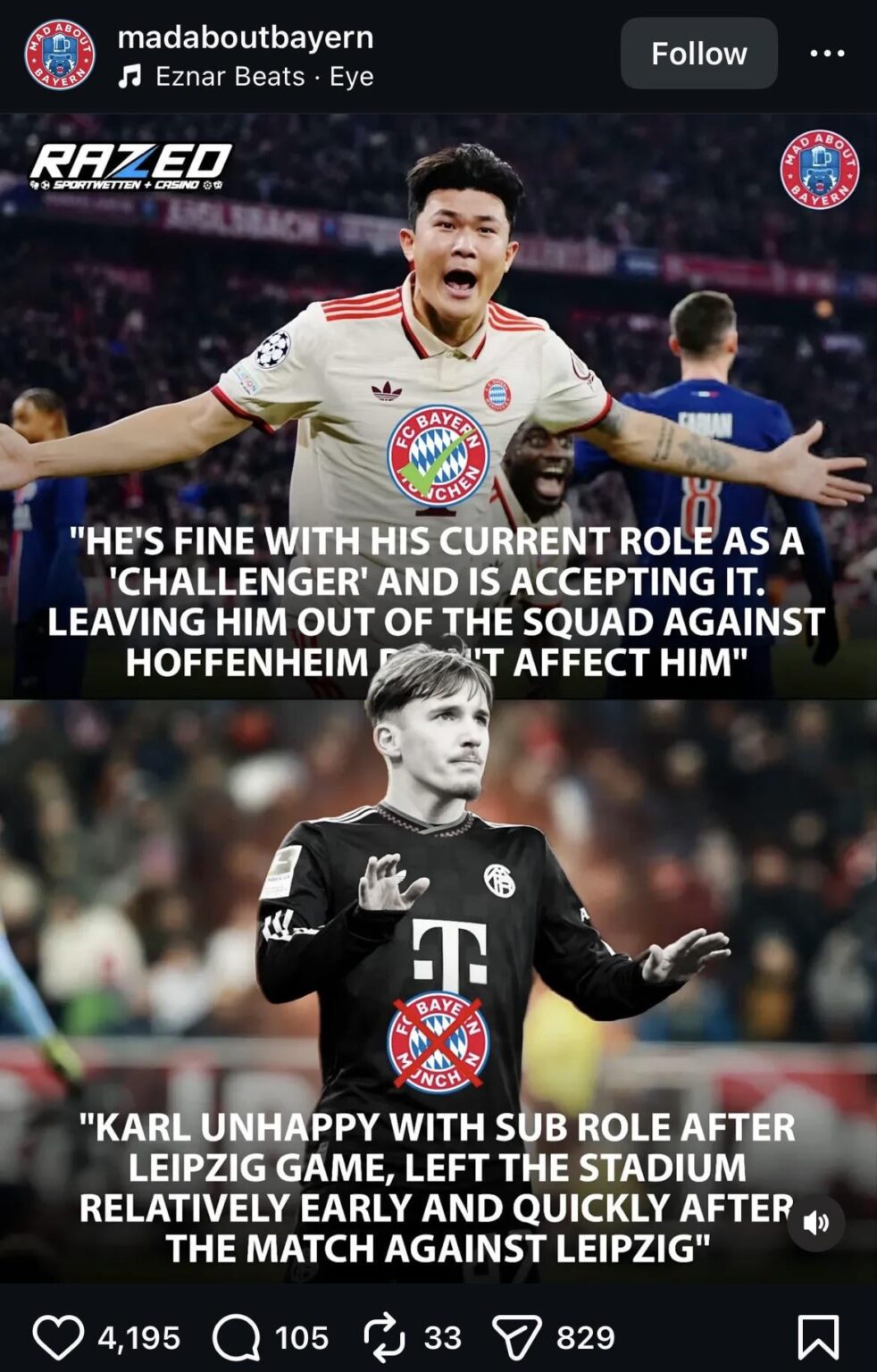 So sad to see such a big page that claims to be “bayern fan” talk like this about Karl. What even is your source bro.