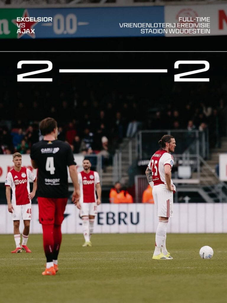 Ajax choke once more; 2-2 vs Excelsior after a 0-2 lead