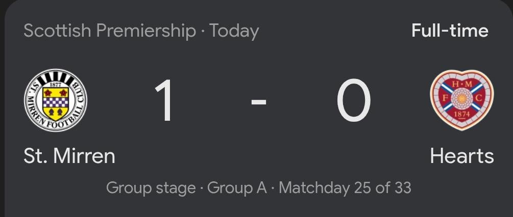 The importance of not dropping points in a stupid fashion, like we did against Hibs...