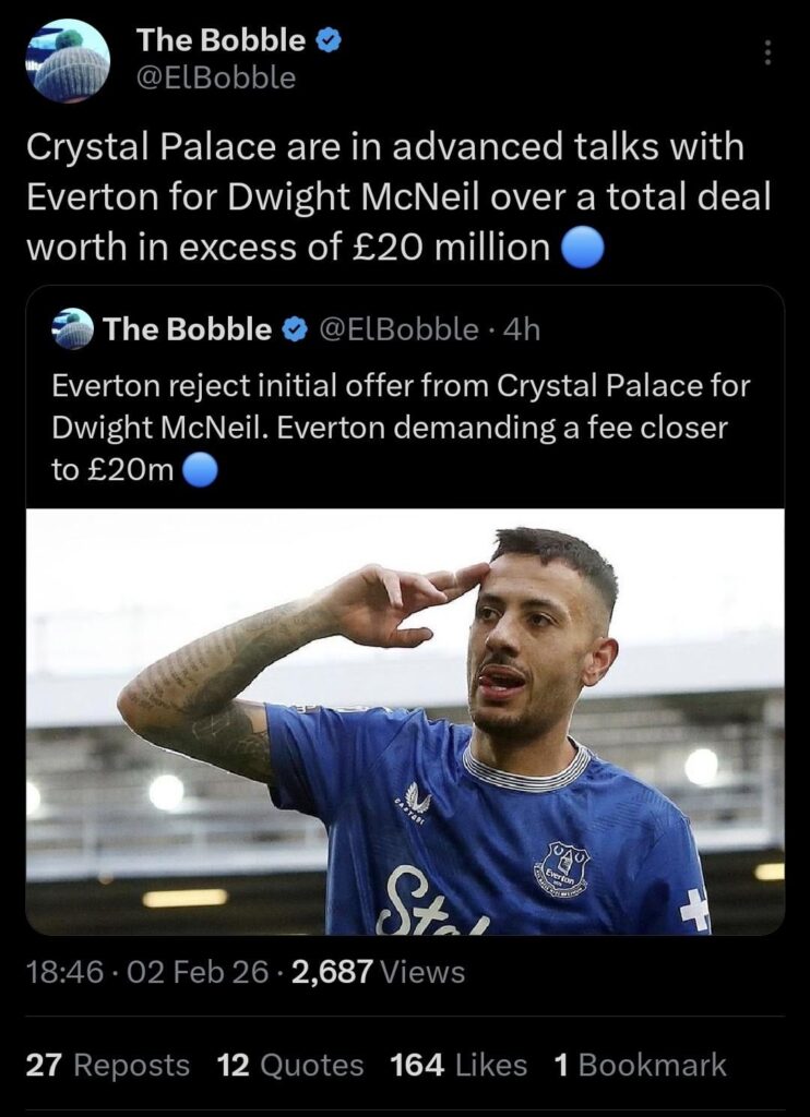 Dwight McNeil in Advanced talks with Palace