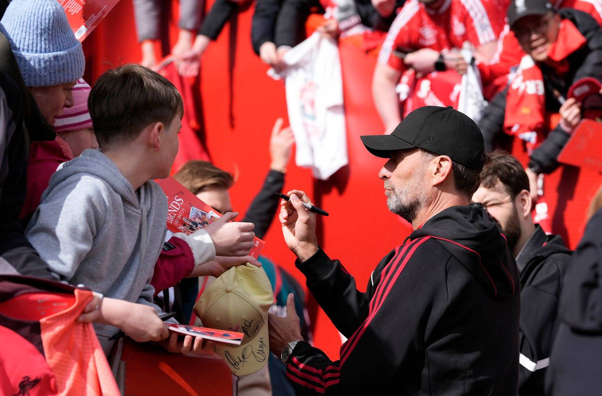 Jurgen Klopp with Liverpool fans at Anfield