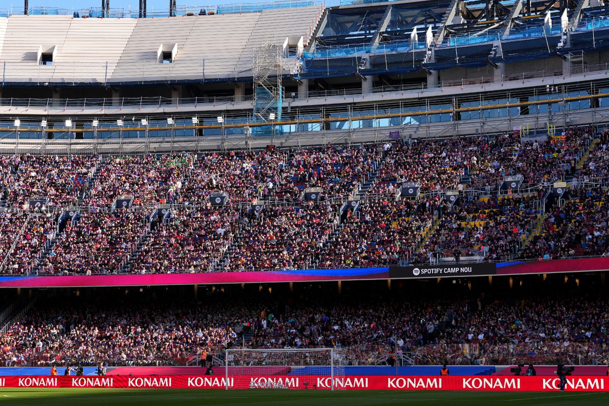 A general view of Barcelona's Camp Nou stadium during a game