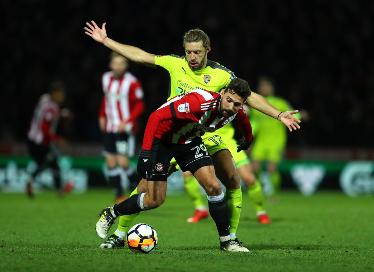 Alan Smith in action for Notts County against Brentford in the FA Cup third round in 2018
