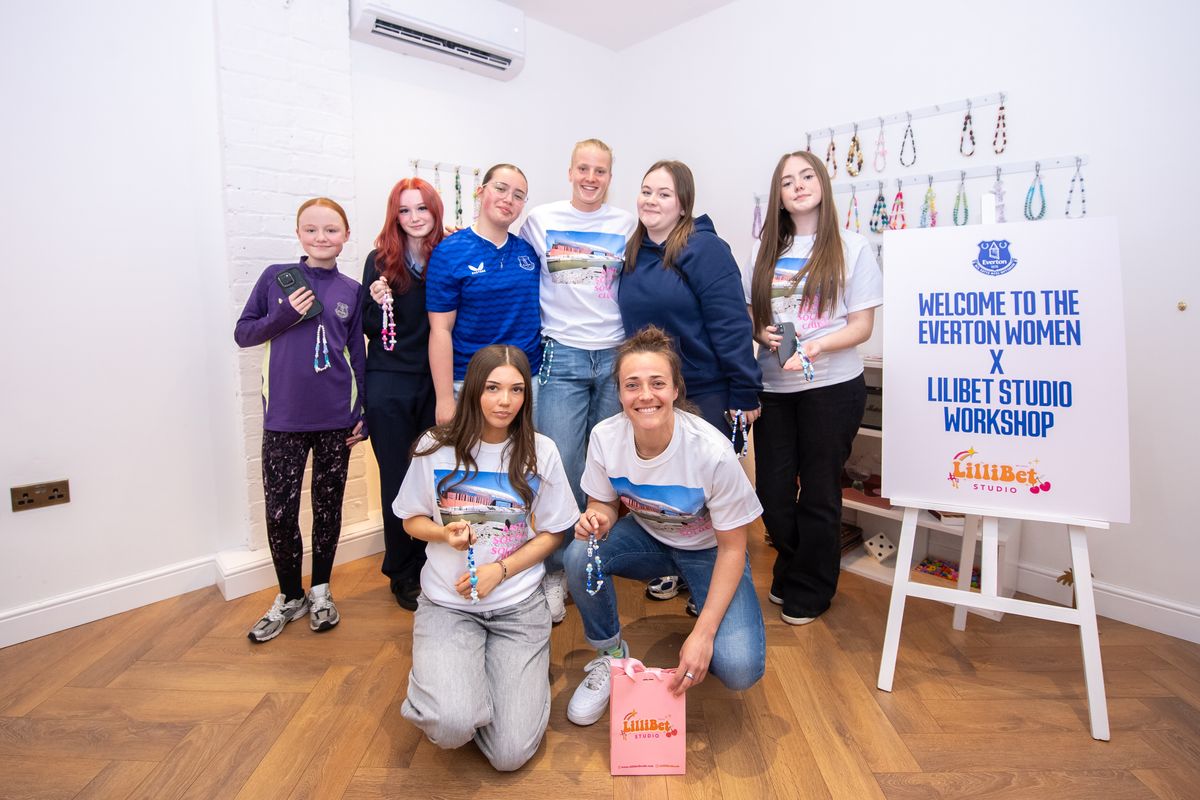 Zara Kramzar joined team-mate Aurora Galli at a bracelet/bag-charm making workshop at LilliBet Beads on Lark Lane with a group of teenage Everton Women season ticket holders