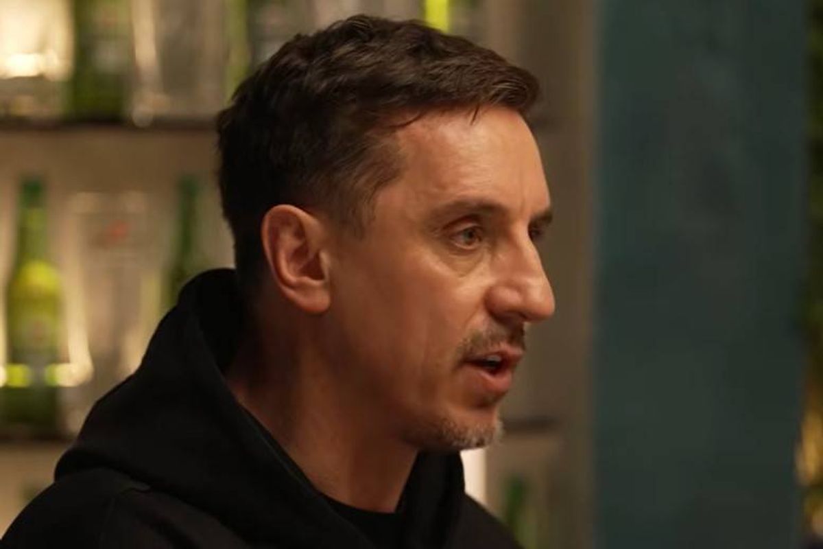 Gary Neville speaking on his podcast