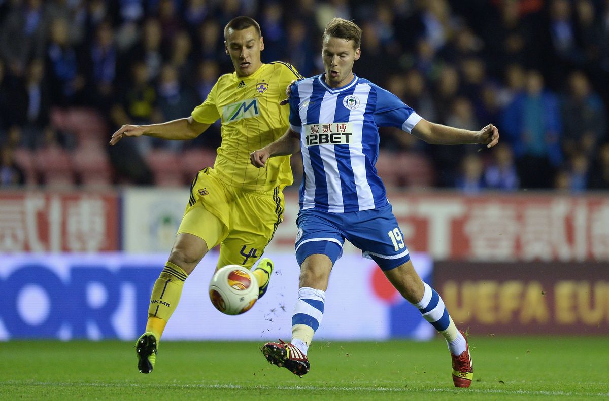 Nick Powell playing for Wigan