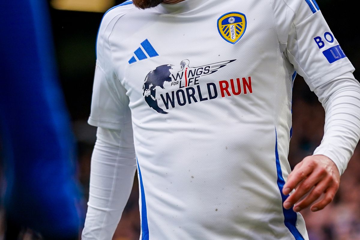Leeds United wore the Wings for Life World Run logo in March last year