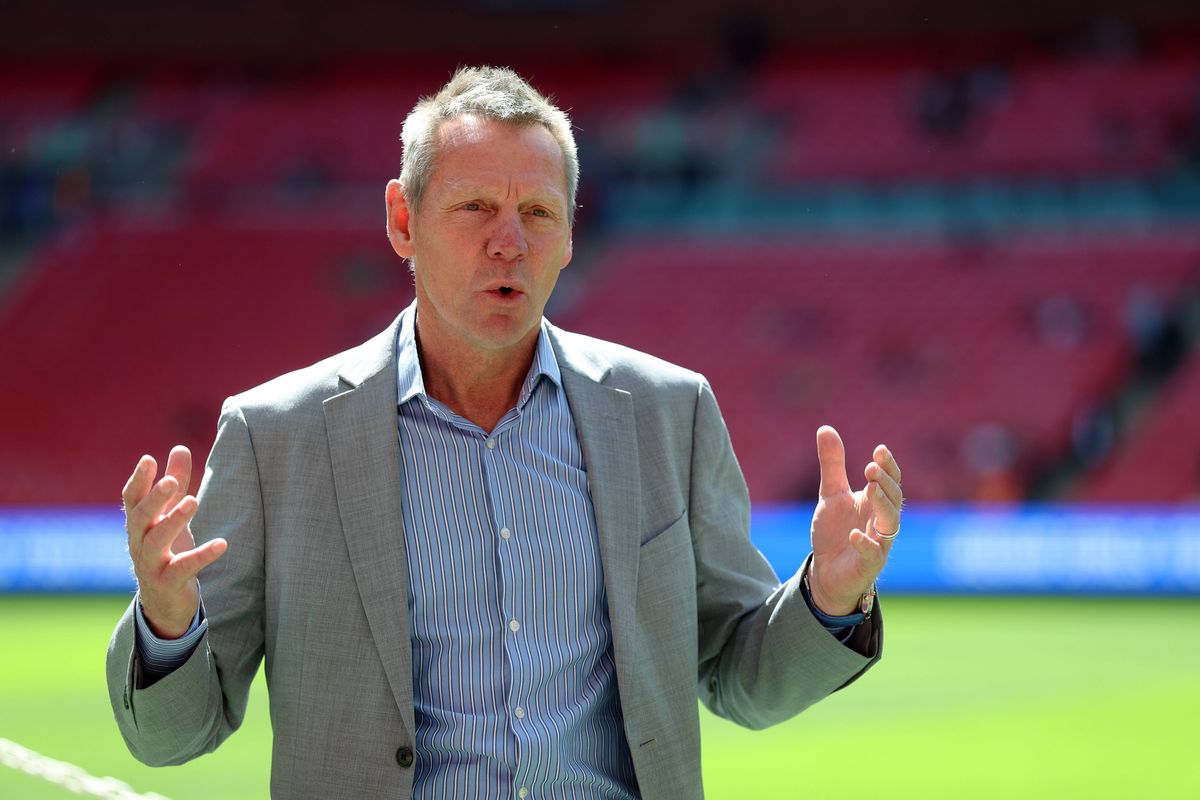 Stuart Pearce speaks to the media  prior to the Isuzu FA Trophy Final between AFC Whyteleafe and Whitstable Town as part of Non-League Finals Day at Wembley Stadium on May 11, 2025 in London, England