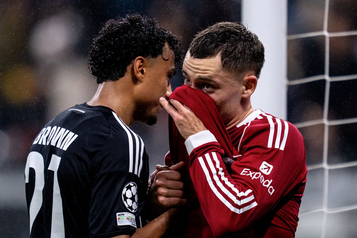 Florian Wirtz with Nathaniel Brown during Liverpool's recent Champions League victory over Eintracht Frankfurt
