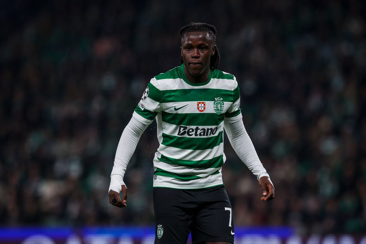 Geovany Quenda of Sporting CP during the UEFA Champions League 2025/26 League Phase MD5 match between Sporting Clube de Portugal and Club Brugge KV at Estadio Jose Alvalade on November 26, 2025 in Lisbon, Portugal