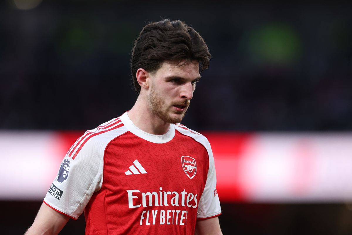 LONDON, ENGLAND - MARCH 1: Declan Rice of Arsenal during the Premier League match between Arsenal and Chelsea at Emirates Stadium on March 1, 2026 in London, United Kingdom. (Photo by Catherine Ivill - AMA/Getty Images)