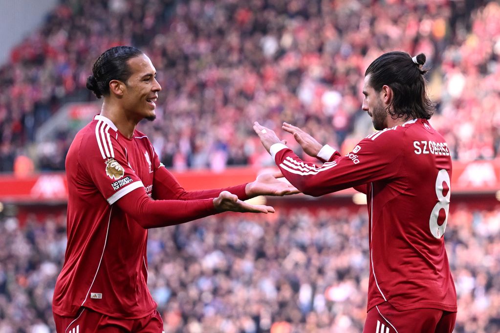 Virgil van Dijk made it 2-0 to Liverpool in the first half.