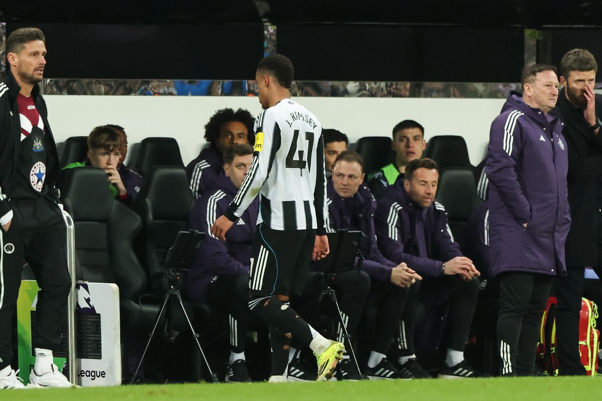 Jacob Ramsey after being sent off against Manchester United