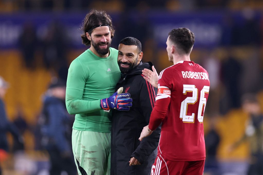 Alisson, Mohamed Salah and Andy Robertson