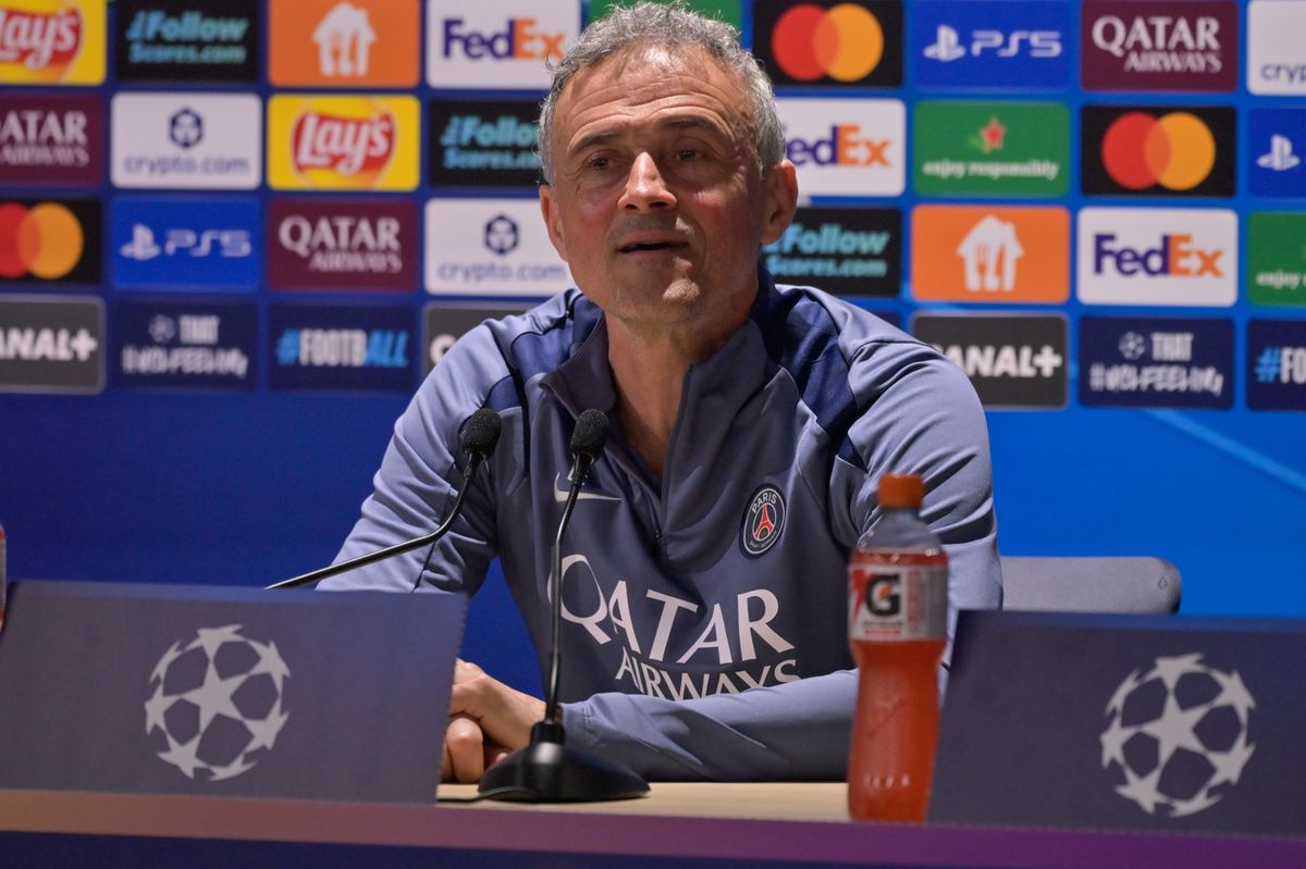 Paris Saint-Germain boss Luis Enrique during his pre-game press conference