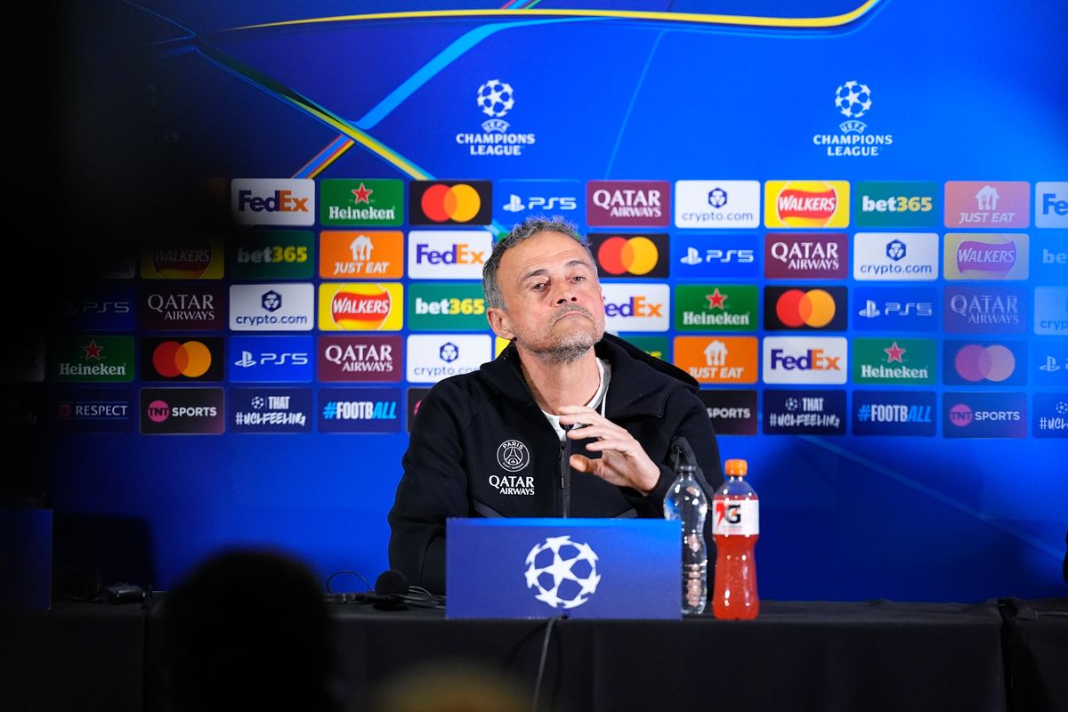 PSG head coach Luis Enrique during a press conference.