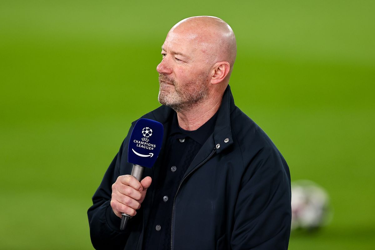 Alan Shearer looks on during the UEFA Champions League 2025/26 Round of 16 Second Leg match between Manchester City FC and Real Madrid CF at City of Manchester Stadium on March 17, 2026 in Manchester, United Kingdom