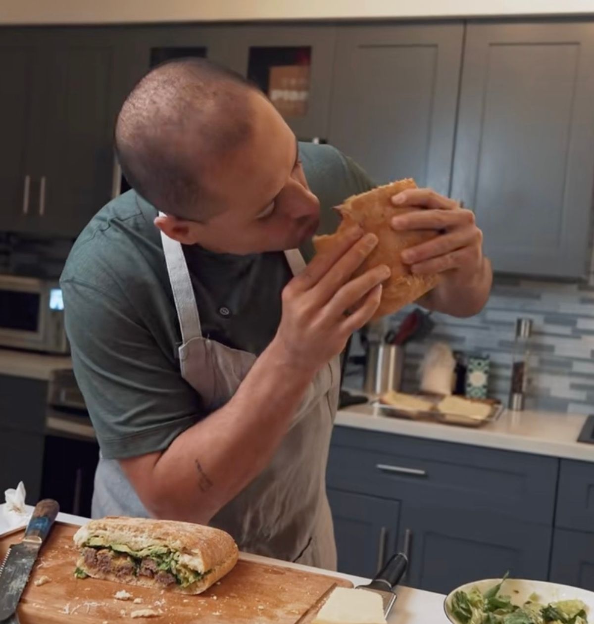 Javier Hernandez in a cooking video
