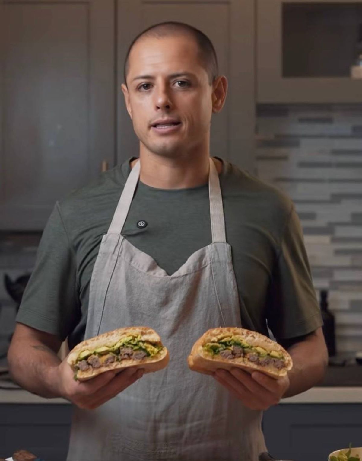 Javier Hernandez in a cooking video