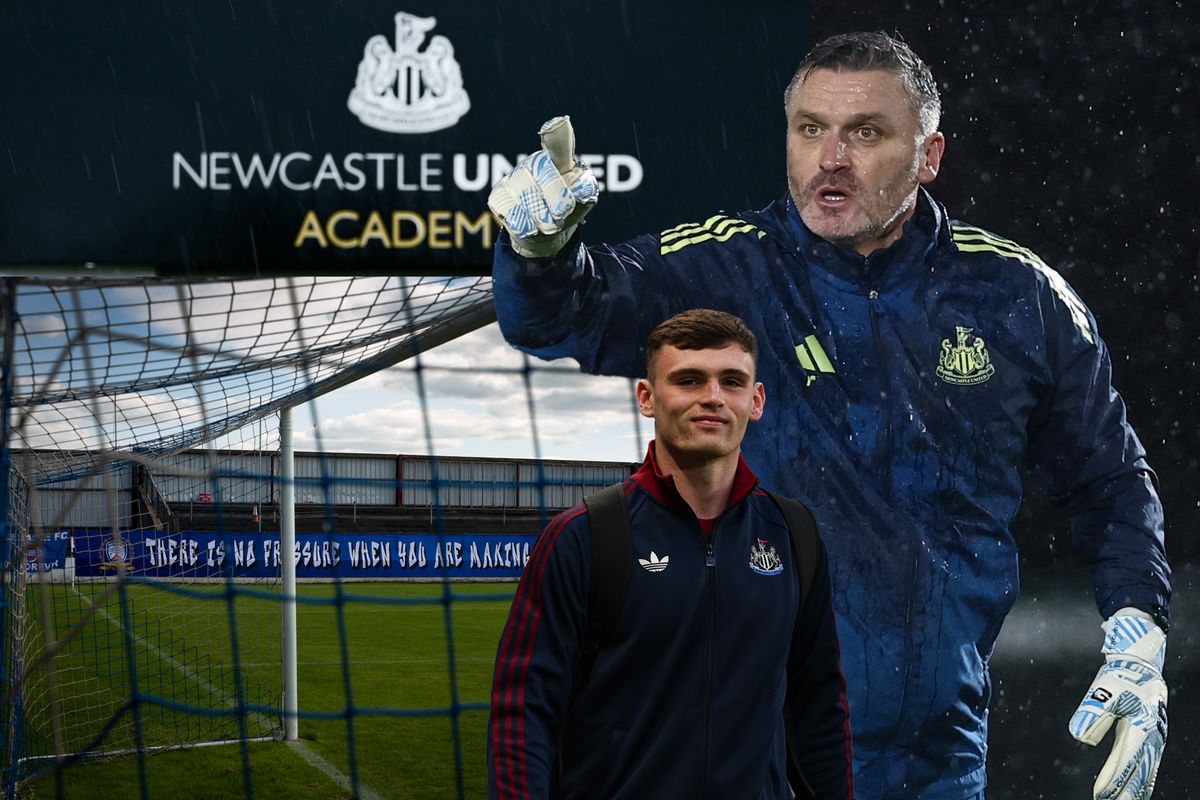 Newcastle Under 21 goalkeeping coach Tony Caig and (inset) Aidan Harris