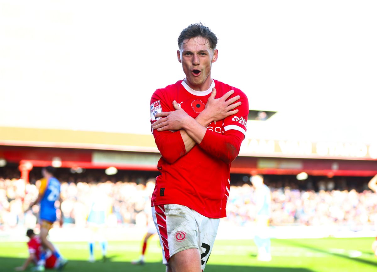Aston Villa's Tommi O'Reilly celebrates scoring for Crewe Alexandra