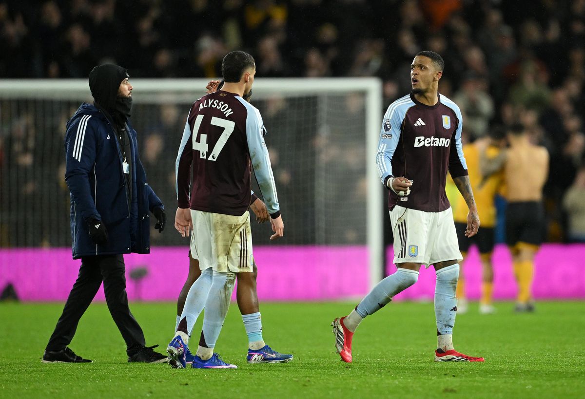 Ezri Konsa was not happy after the full-time whistle following Aston Villa's defeat at Wolves
