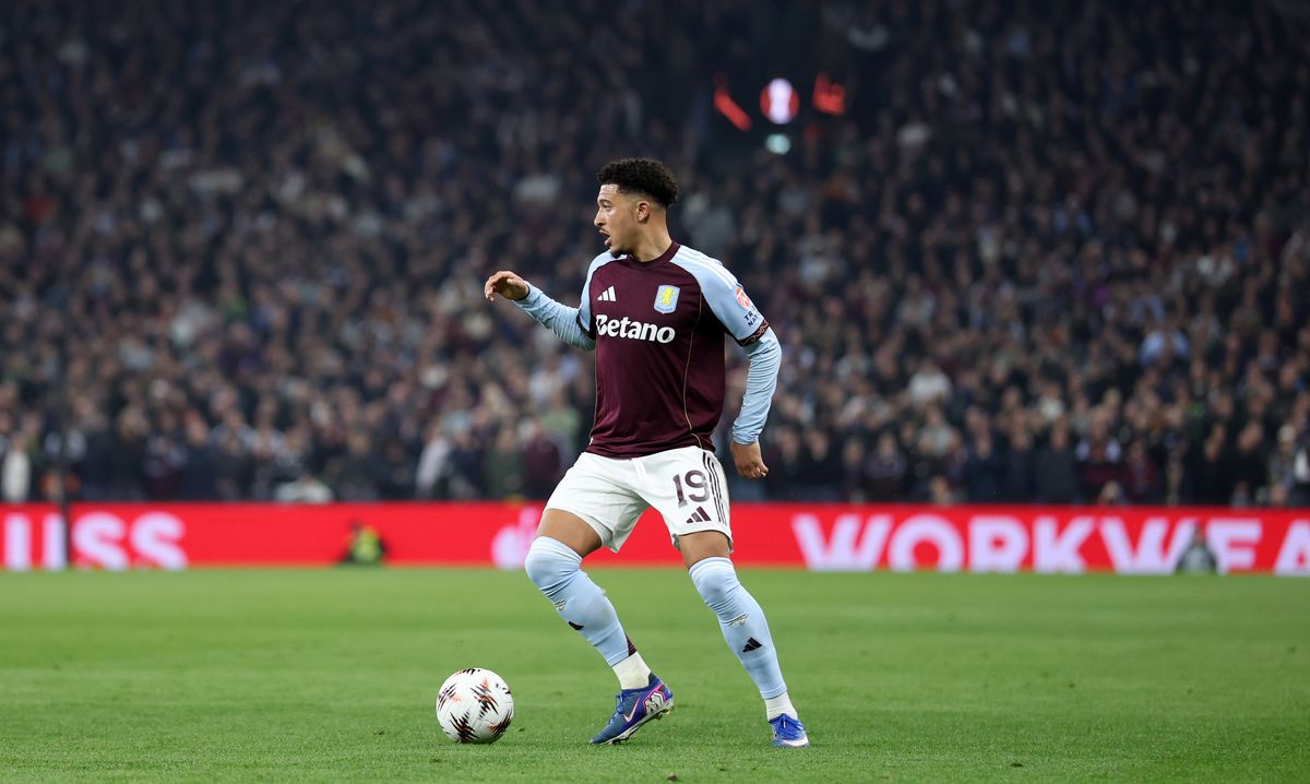 Jadon Sancho in action for Aston Villa