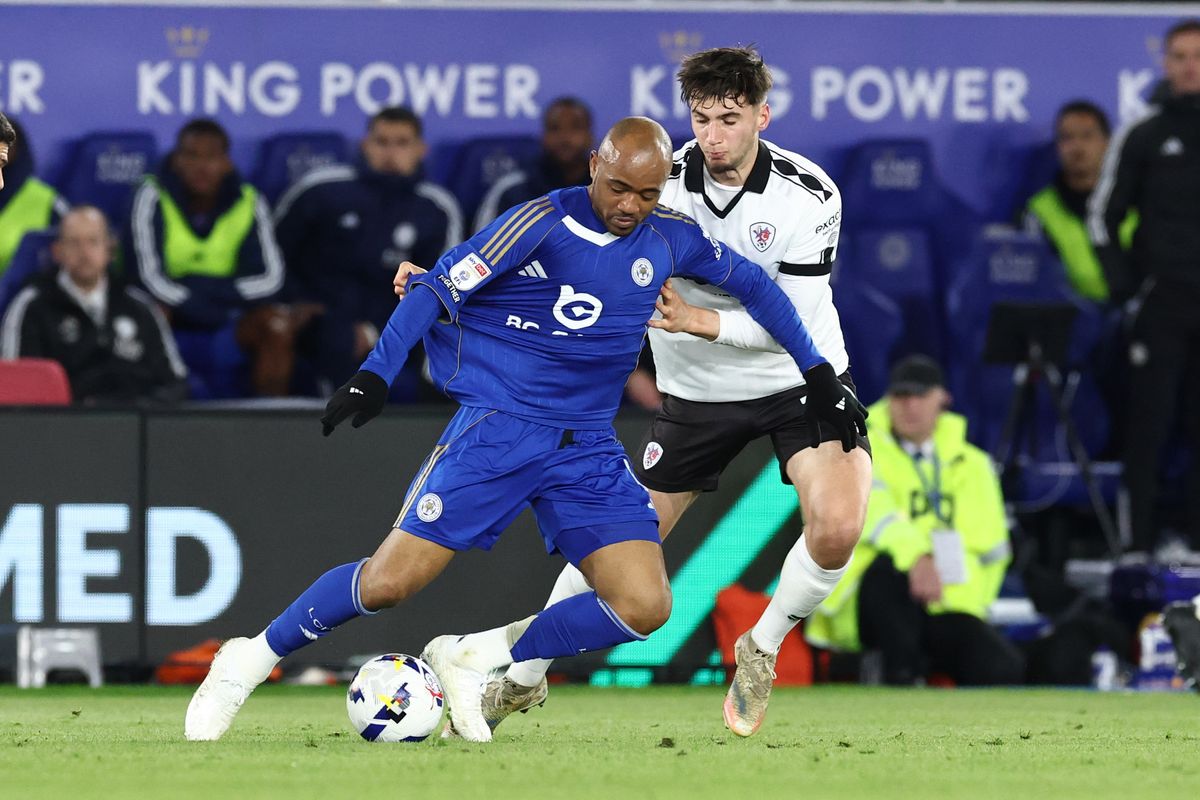 Jordan Ayew on the ball during Leicester City's win over Bristol City