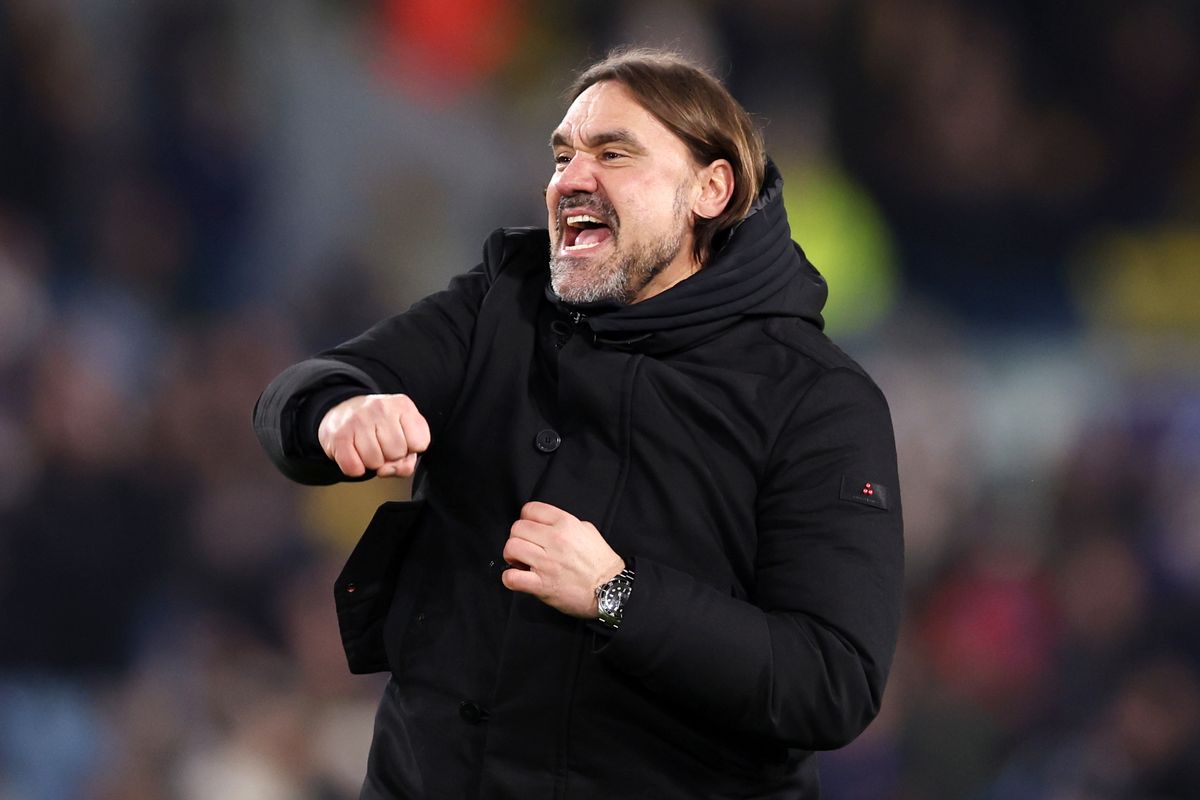 Leeds United manager Daniel Farke celebrates